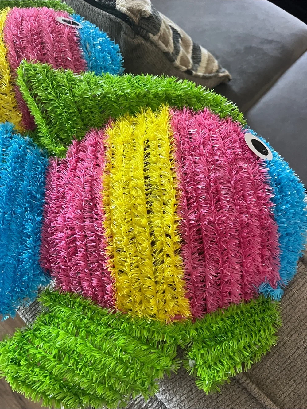 Source Unknown Bright Pink Yellow Blue & Green Fish Tank Accent